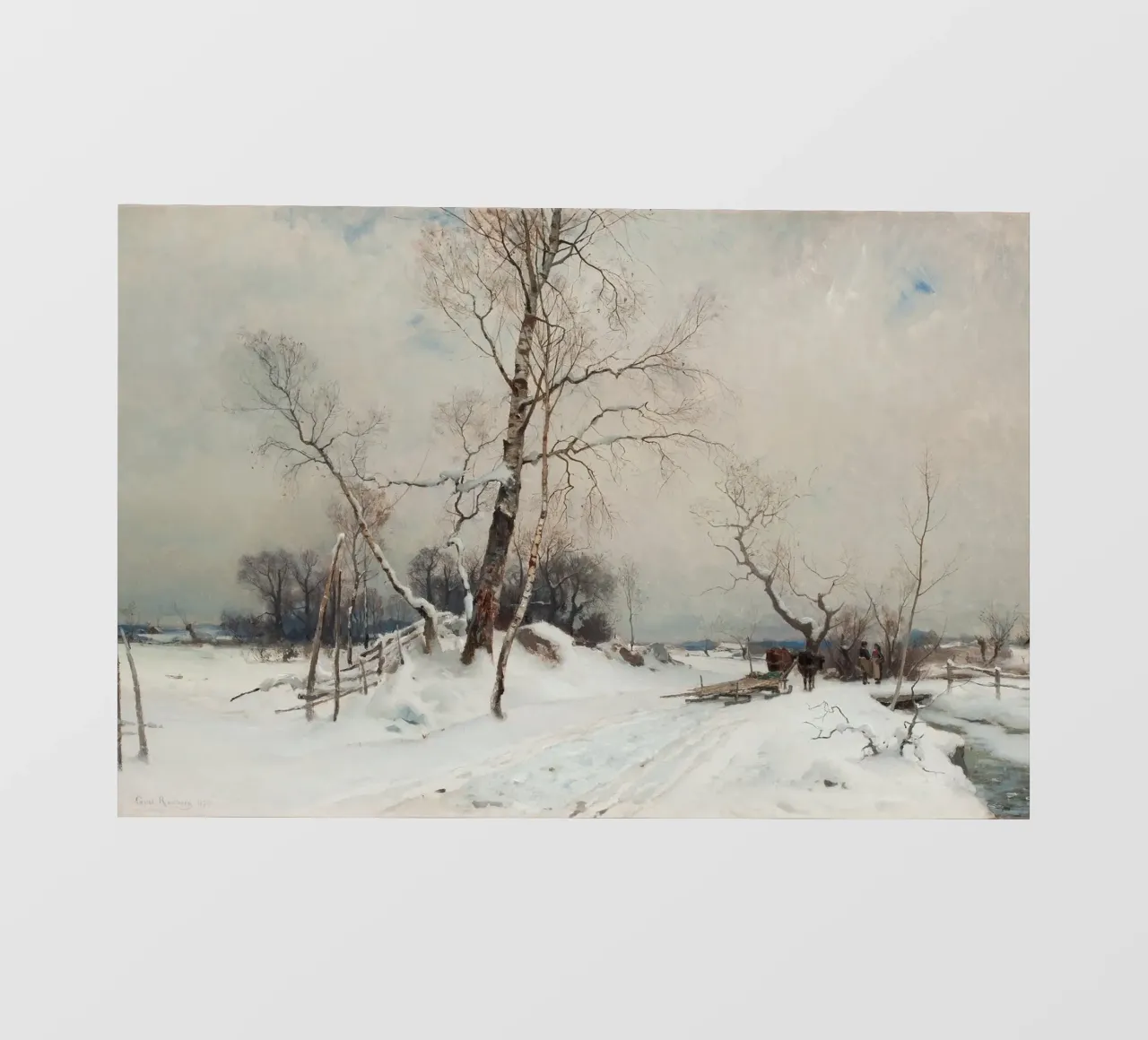 George Inness Paesaggio invernale - Strada innevata e viaggiatori telo in pvc da ClubArt