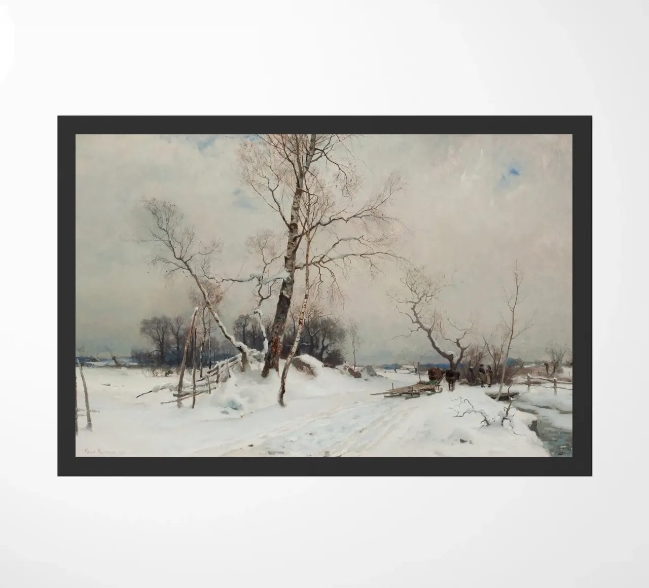 George Inness Paesaggio invernale - Strada innevata e viaggiatori zerbino da ClubArt