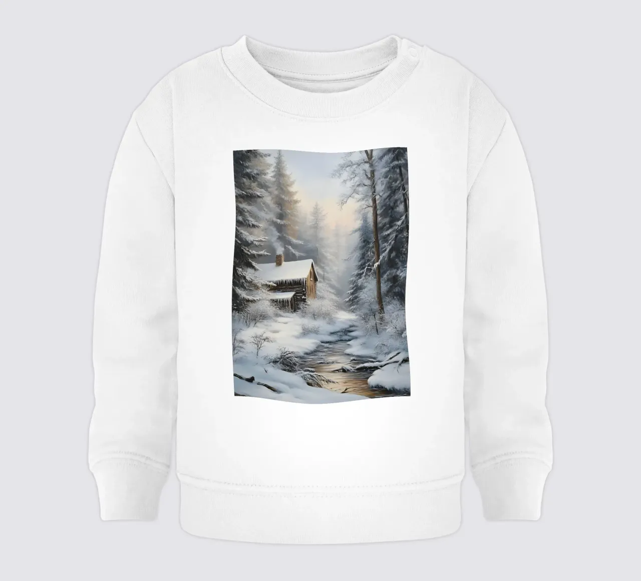 Accogliente casetta di legno invernale Stream Art - Nascondiglio nella foresta innevata felpa neonato da ClubArt