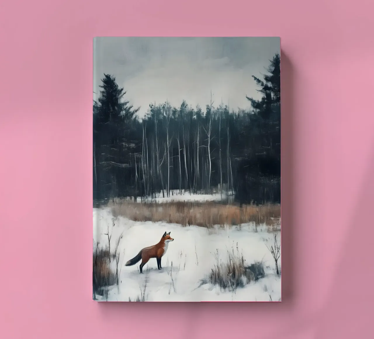 Red Fox Snowy Forest Art Print - Winter Wildlife notebook by ClubArt