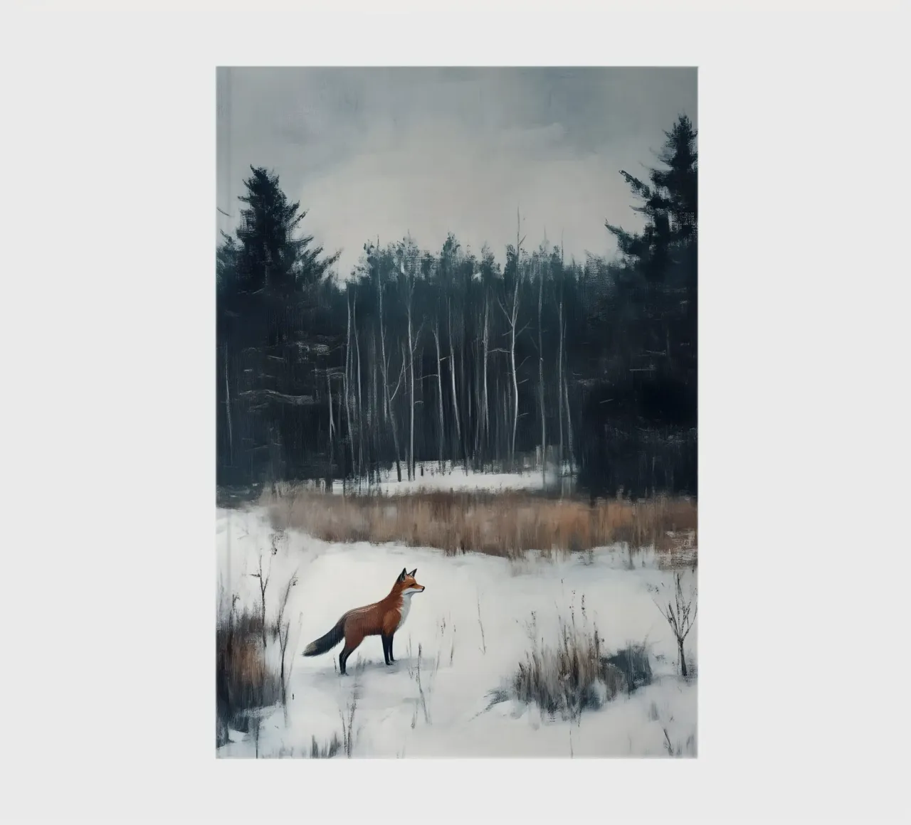 Red Fox Snowy Forest Art Print - Winter Wildlife notebook by ClubArt