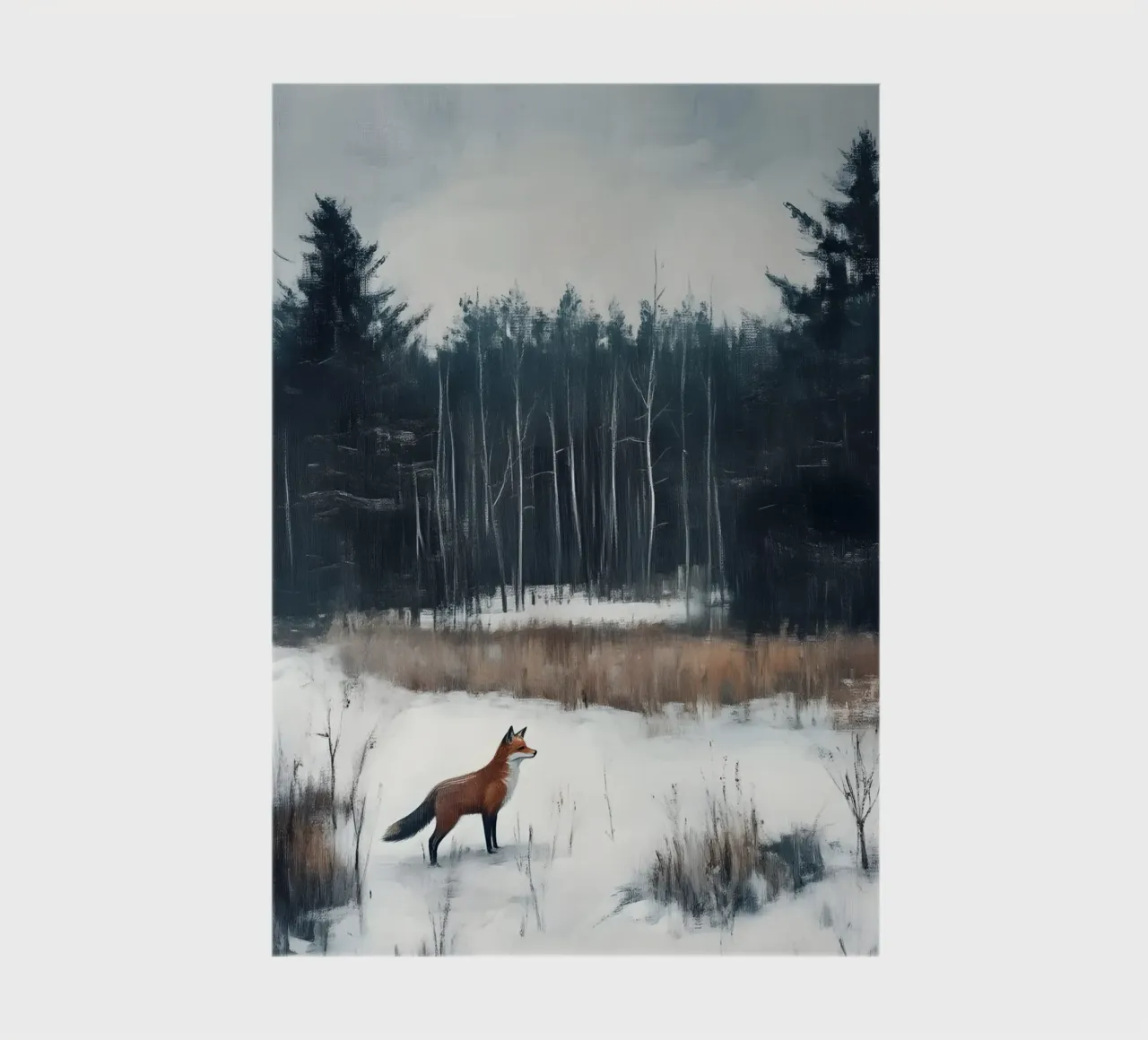 Red Fox Snowy Forest Art Print - Winter Wildlife notebook by ClubArt