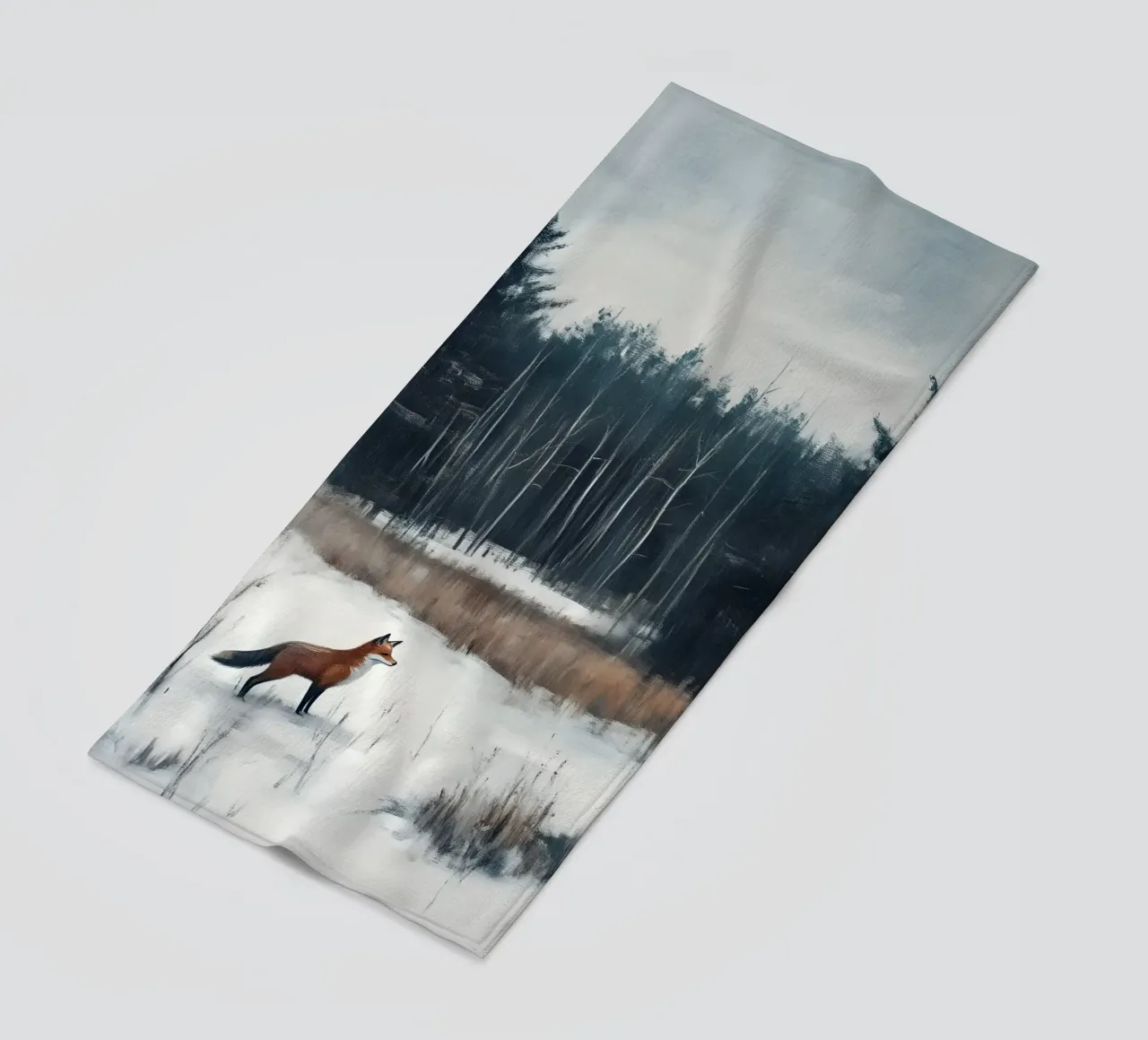 Rotfuchs Snowy Forest Kunstdruck - Winter Wildlife Strandtuch von ClubArt