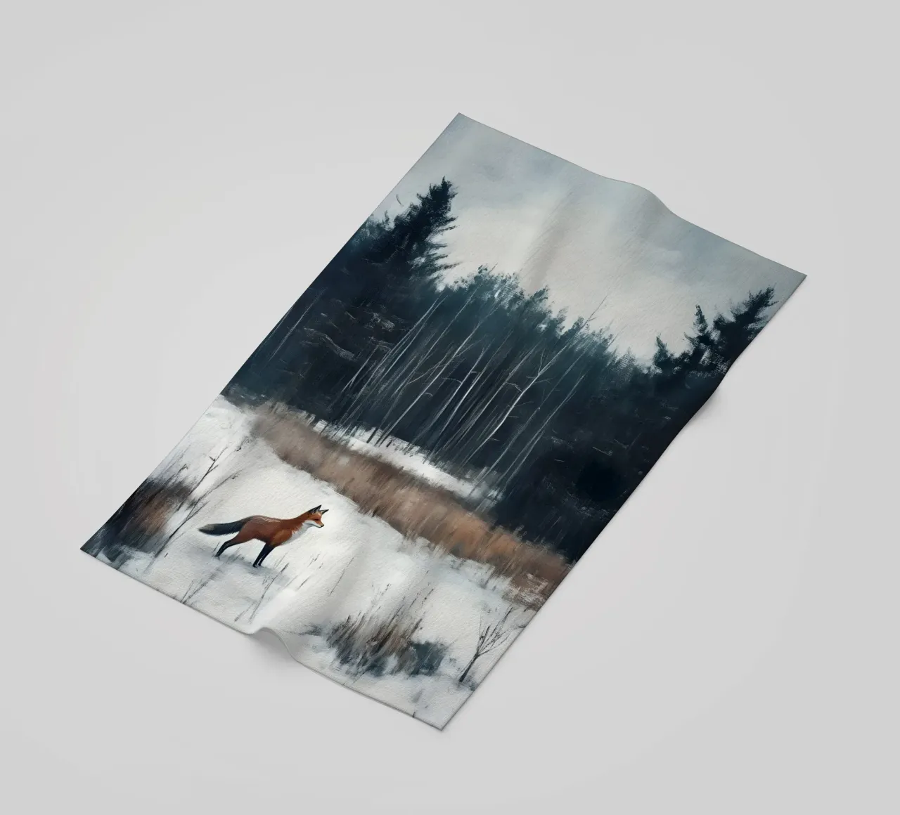 Rotfuchs Snowy Forest Kunstdruck - Winter Wildlife Strandtuch von ClubArt