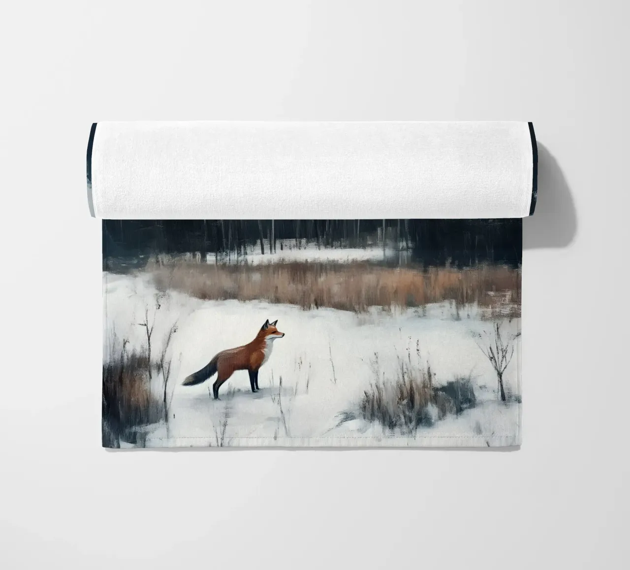 Rotfuchs Snowy Forest Kunstdruck - Winter Wildlife Strandtuch von ClubArt