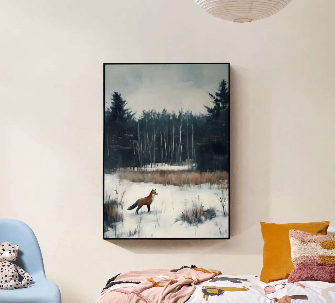 Red Fox Snowy Forest Art Print - Vida salvaje invernal metacrilato de ClubArt