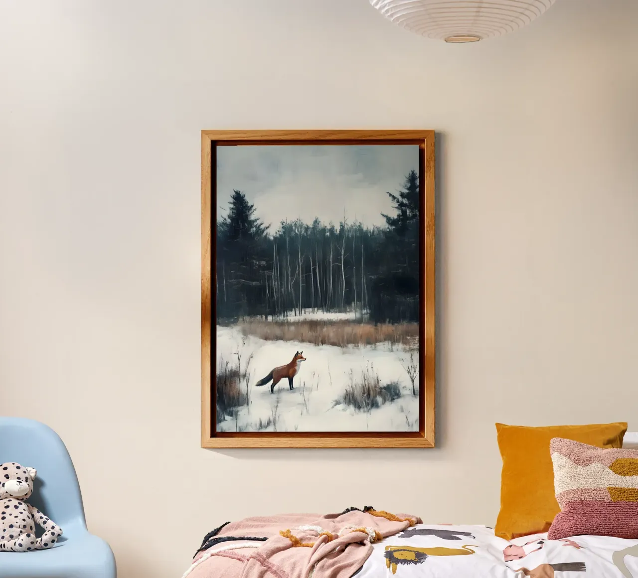Red Fox Snowy Forest Art Print - Vida salvaje invernal aluminio dibond de ClubArt