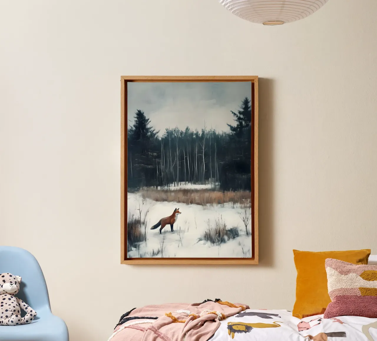 Red Fox Snowy Forest Art Print - Winter Wildlife canvas by ClubArt
