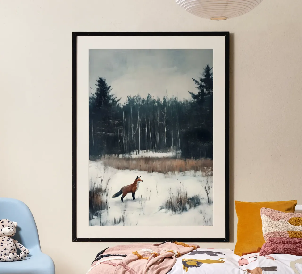 Red Fox Snowy Forest Art Print - Vida salvaje invernal hahnemühle de ClubArt