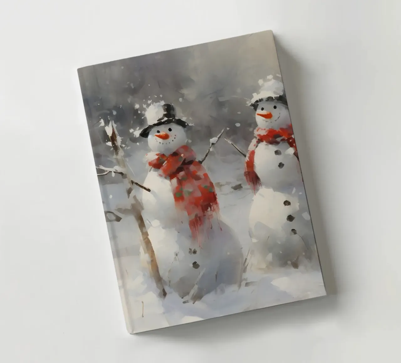 Two Snowmen Winter Forest Art - Cozy Holiday Scene notebook by ClubArt