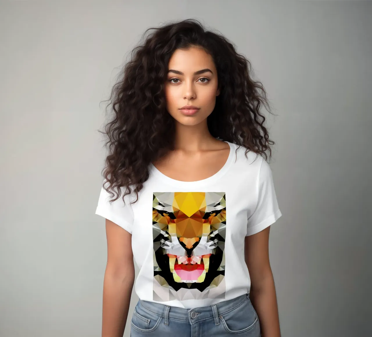 Geo Tiger women's fitted t-shirt by Three Of The Possessed