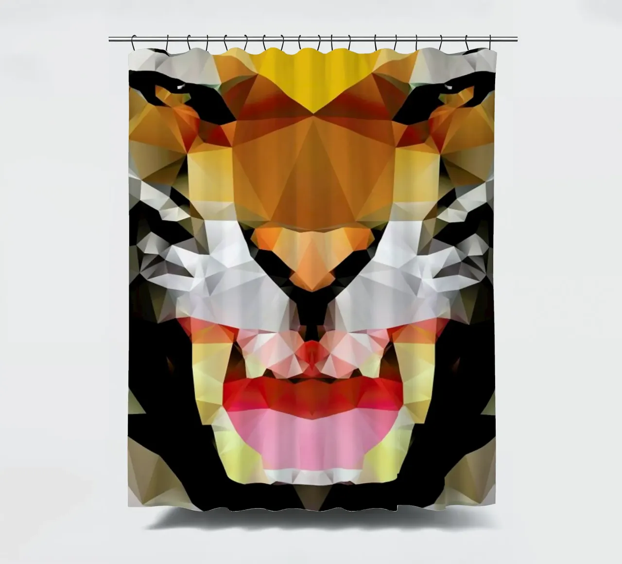 Geo Tiger shower curtain by Three Of The Possessed