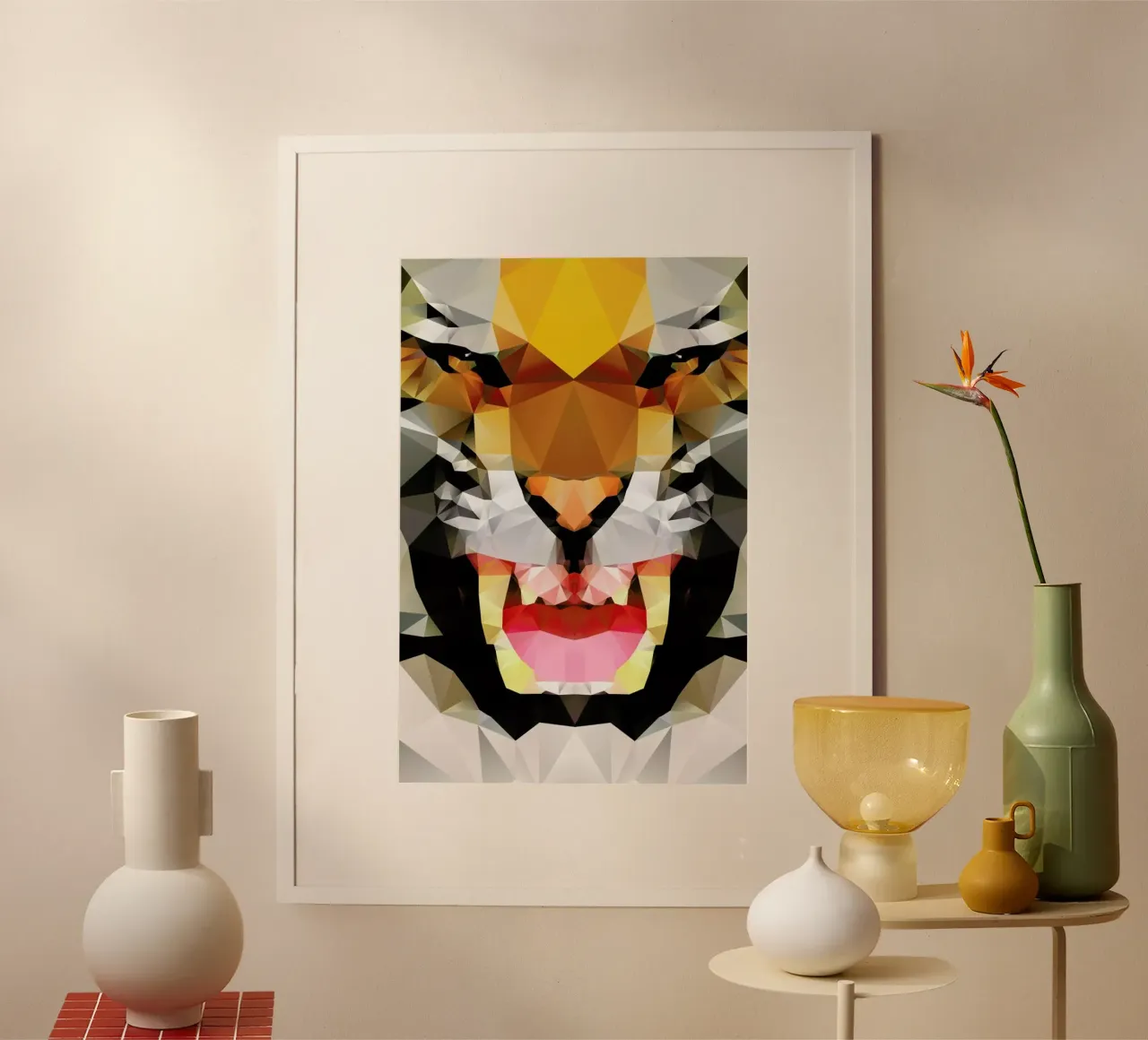 Geo Tiger poster avec cadre en plastique de Three Of The Possessed