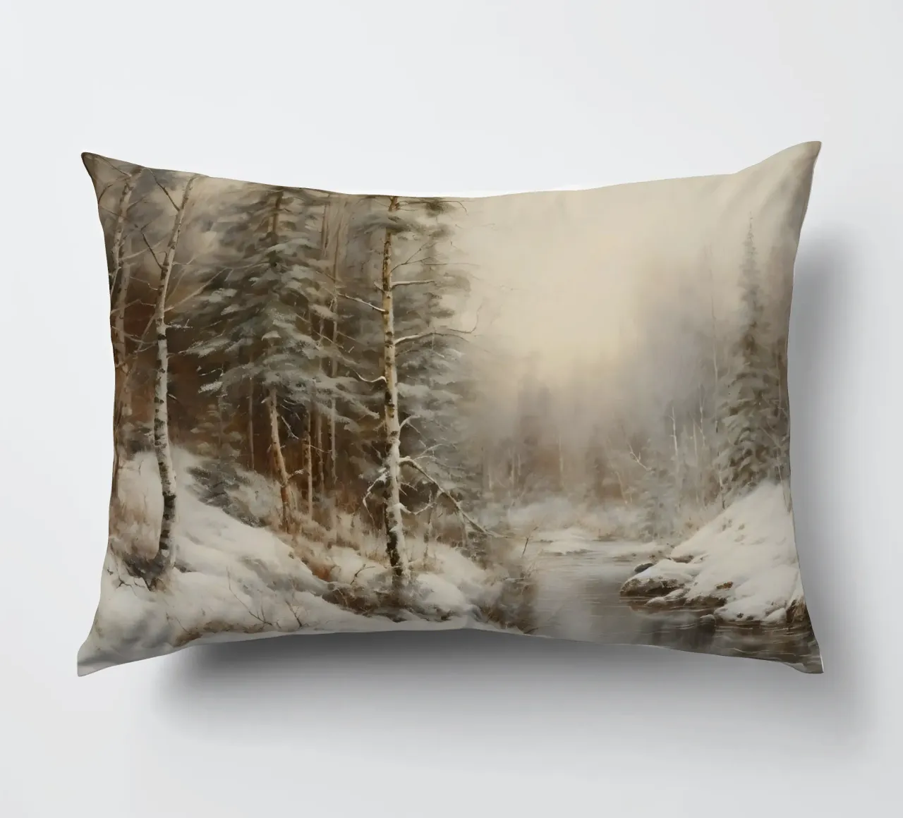Sereno bosque invernal - Paisaje nevado cojín de ClubArt
