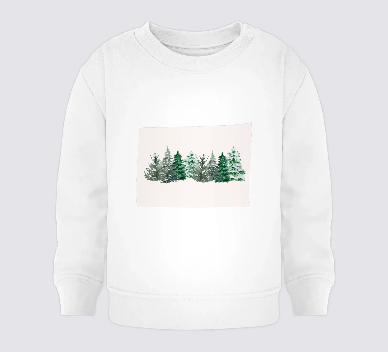Watercolor Snowy Pine Forest Art Print - Winter Trees baby sweatshirt by ClubArt
