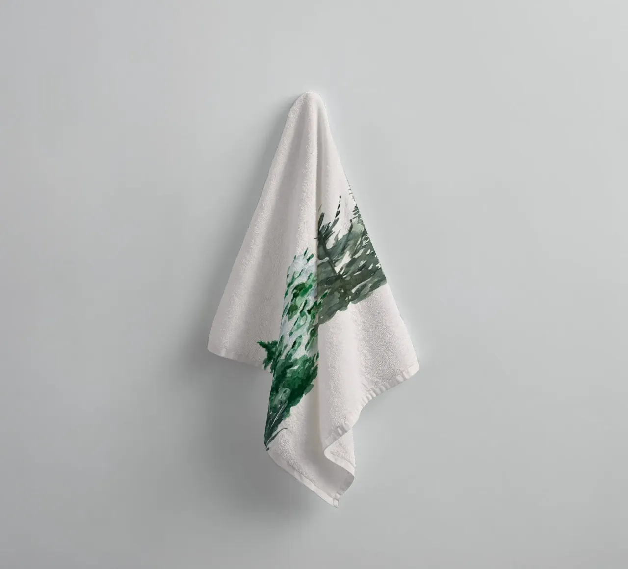 Watercolor Snowy Pine Forest Art Print - Winter Trees towel by ClubArt
