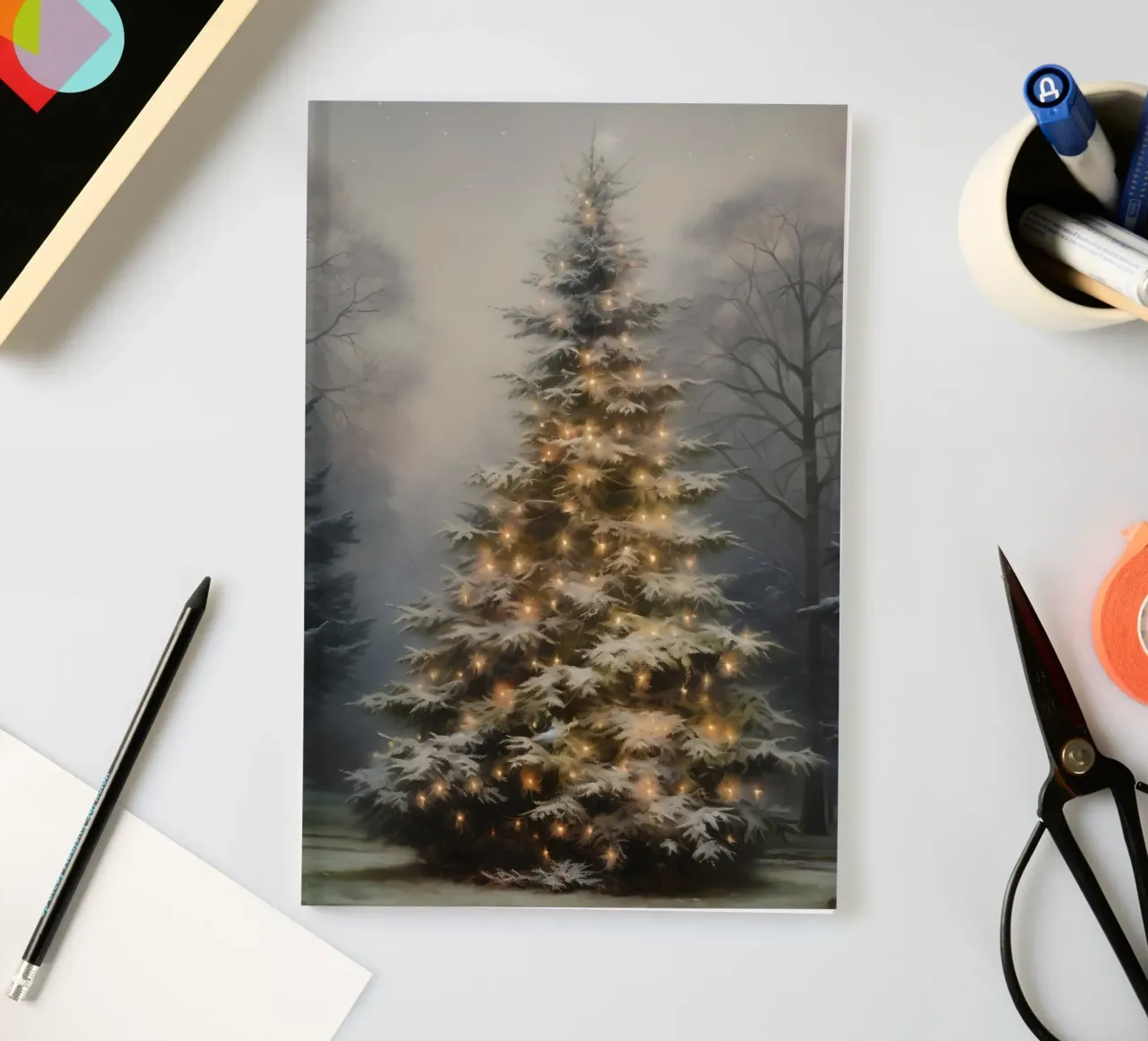 Arbre de Noël lumineux Art Forêt enneigée - Magie des fêtes carnet de notes de ClubArt