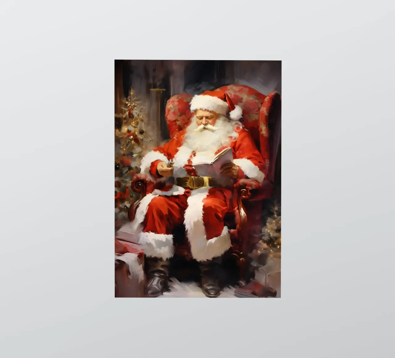 Impression d'art sur la lecture du Père Noël - Noël classique autocollant de ClubArt