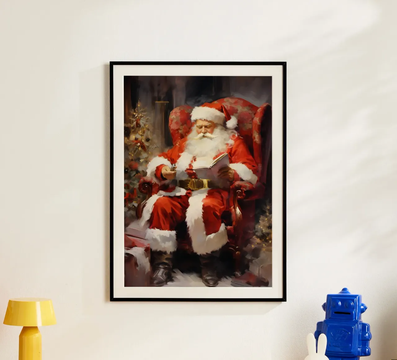 Impression d'art sur la lecture du Père Noël - Noël classique hahnemühle de ClubArt