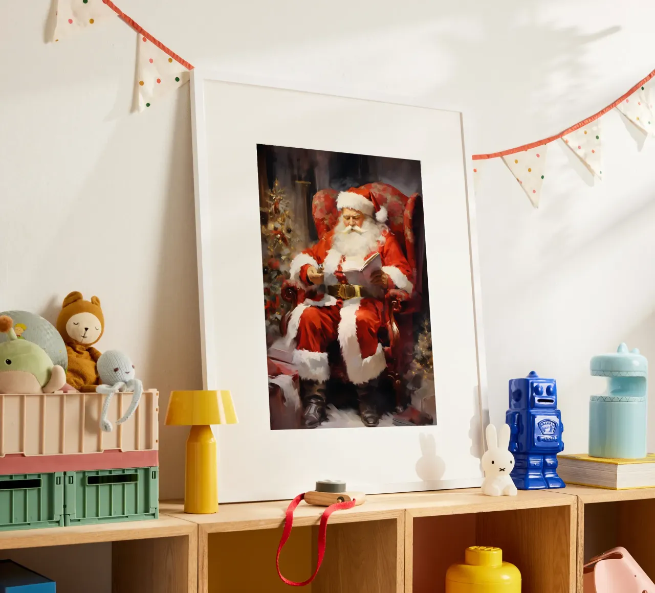 Impression d'art sur la lecture du Père Noël - Noël classique hahnemühle de ClubArt