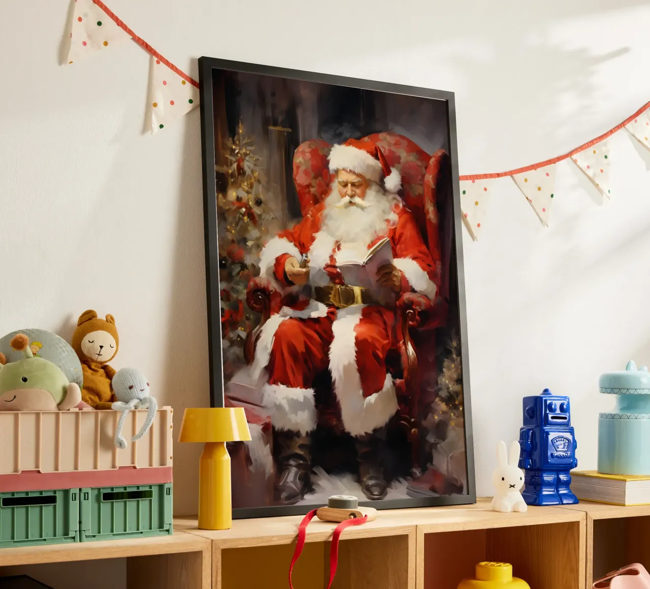 Impression d'art sur la lecture du Père Noël - Noël classique hahnemühle de ClubArt