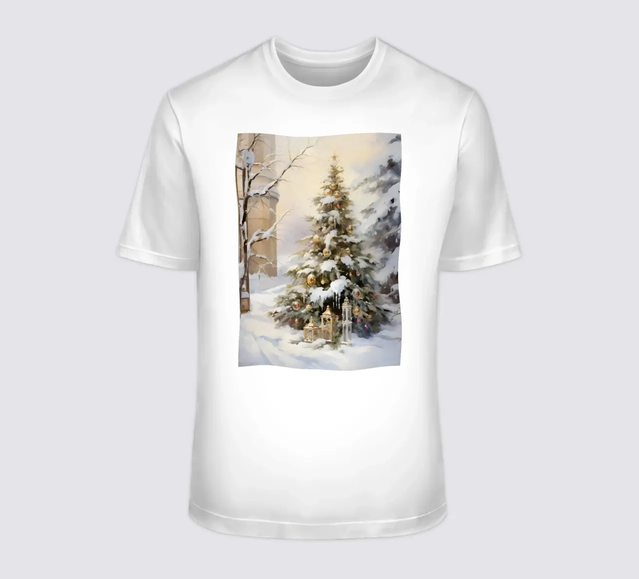 Elegant Outdoor Christmas Tree - Snowy Holiday Decor t-shirt by ClubArt
