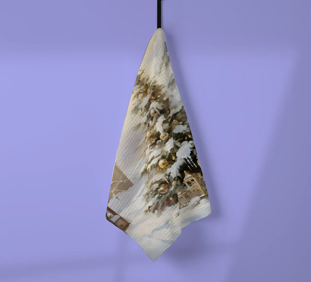 Élégant sapin de Noël d'extérieur - Décoration de Noël enneigée torchon de ClubArt