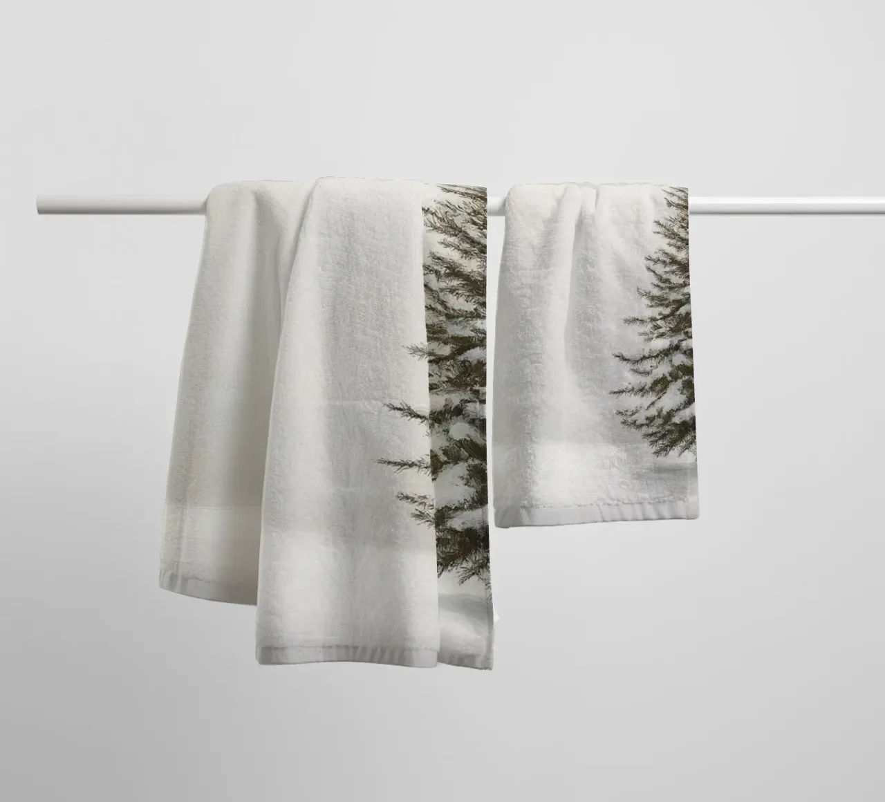Minimalist Snowy Pine Tree Art Print - Serene Winter Decor towel by ClubArt