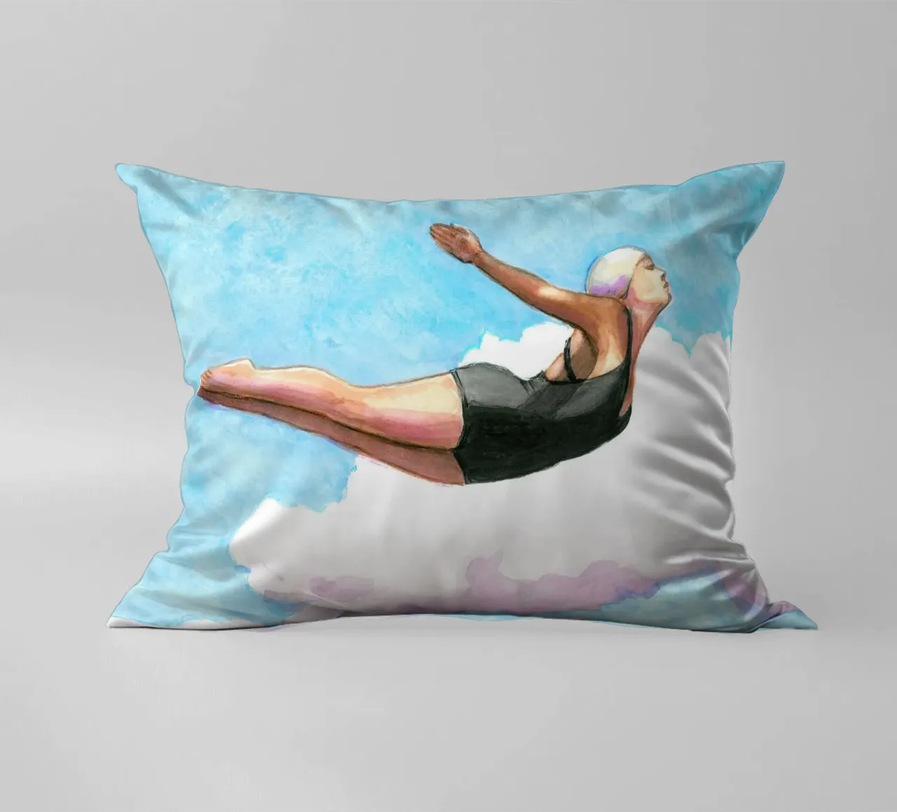 Sarah Morrissette - Diver in Lavender Clouds cuscino da Rachelwhell