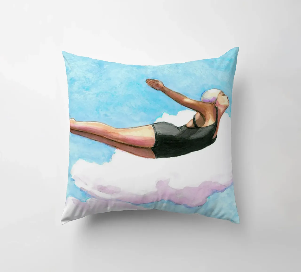 Sarah Morrissette - Diver in Lavender Clouds cuscino da Rachelwhell