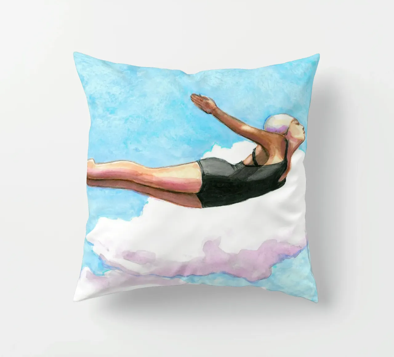 Sarah Morrissette - Diver in Lavender Clouds cuscino da Rachelwhell