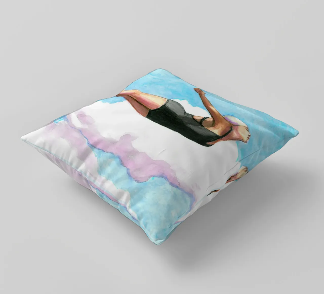 Sarah Morrissette - Diver in Lavender Clouds cuscino da Rachelwhell