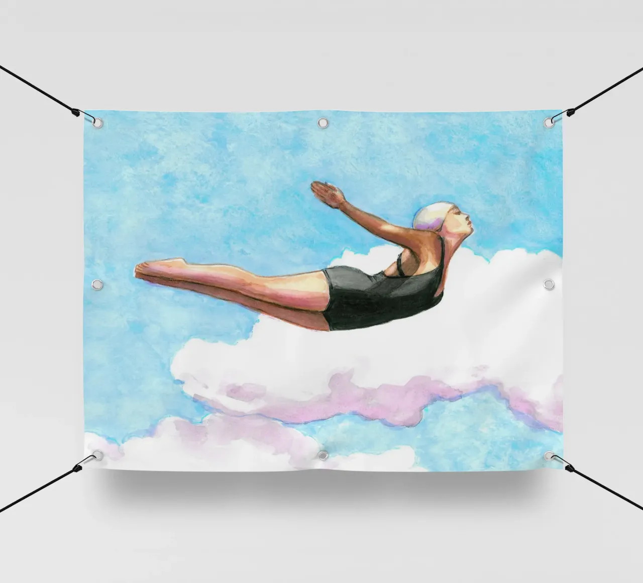 Sarah Morrissette - Diver in Lavender Clouds telo in pvc da Rachelwhell
