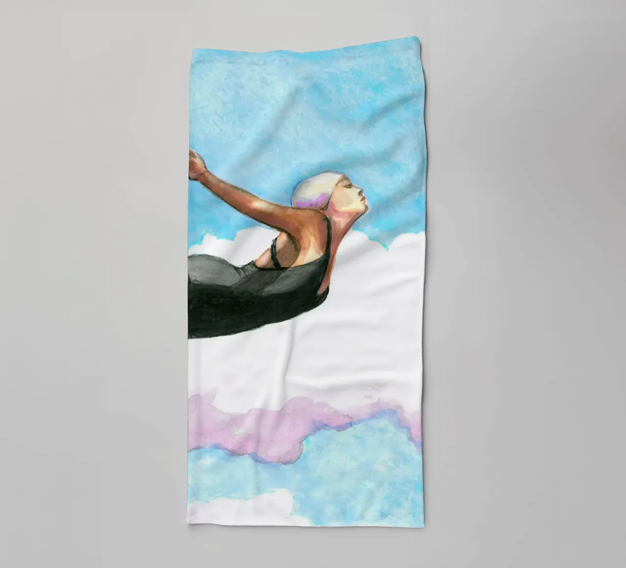 Sarah Morrissette - Diver in Lavender Clouds towel by Rachelwhell