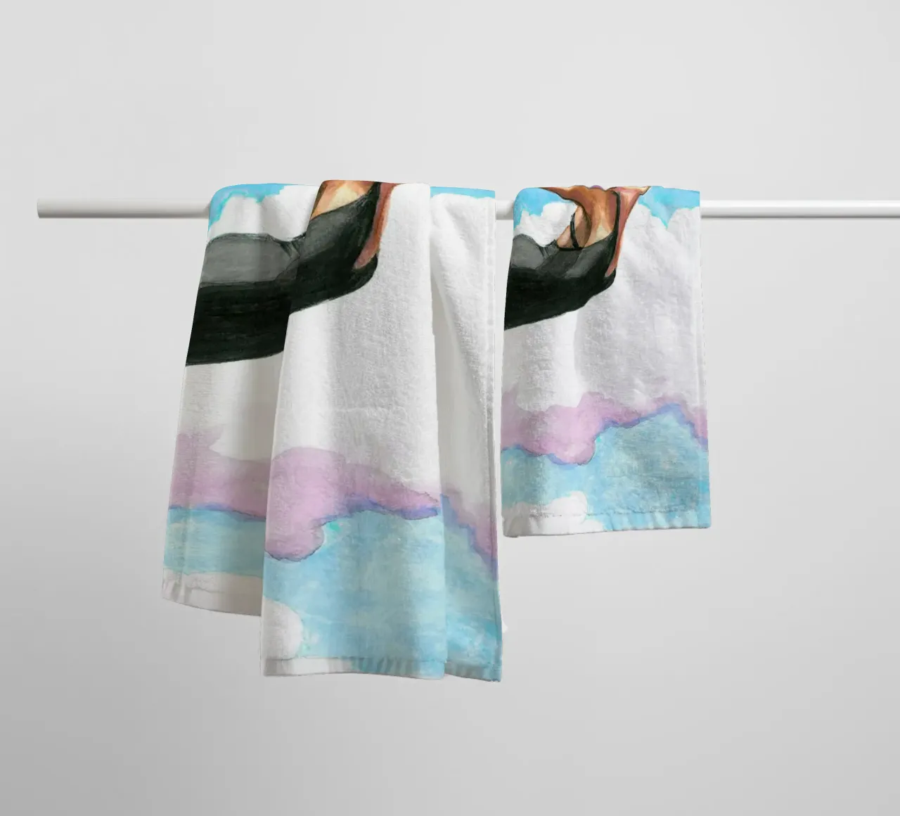 Sarah Morrissette - Diver in Lavender Clouds towel by Rachelwhell