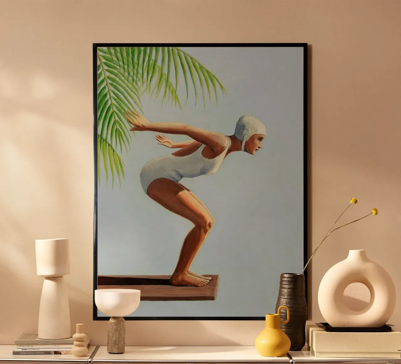 Sarah Morrissette - Bereit zu springen II Poster mit Holzrahmen von Rachelwhell
