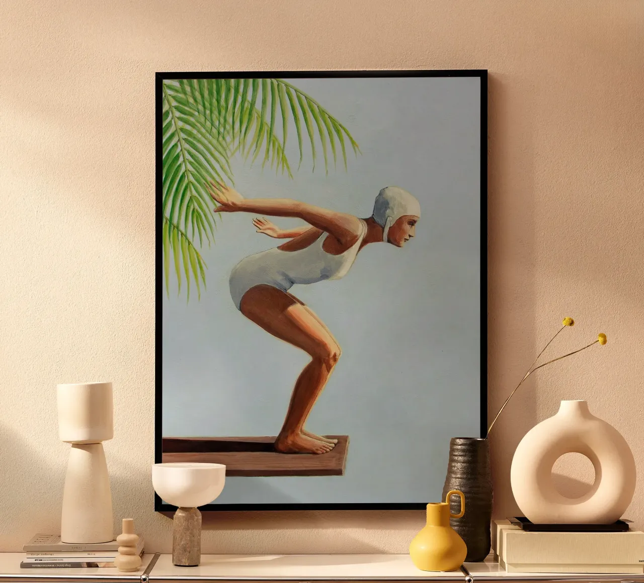 Sarah Morrissette - Bereit zu springen II Poster mit Holzrahmen von Rachelwhell
