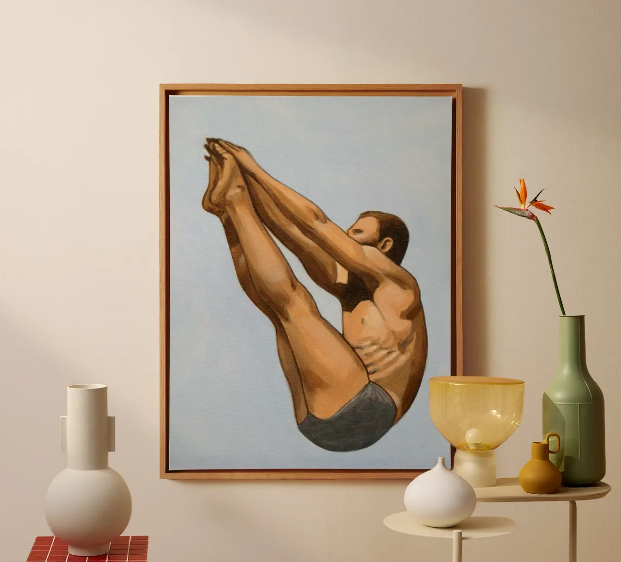 Hoge duiker, zijaanzicht - Sarah Morrissette canvas met Baklijst van Rachelwhell