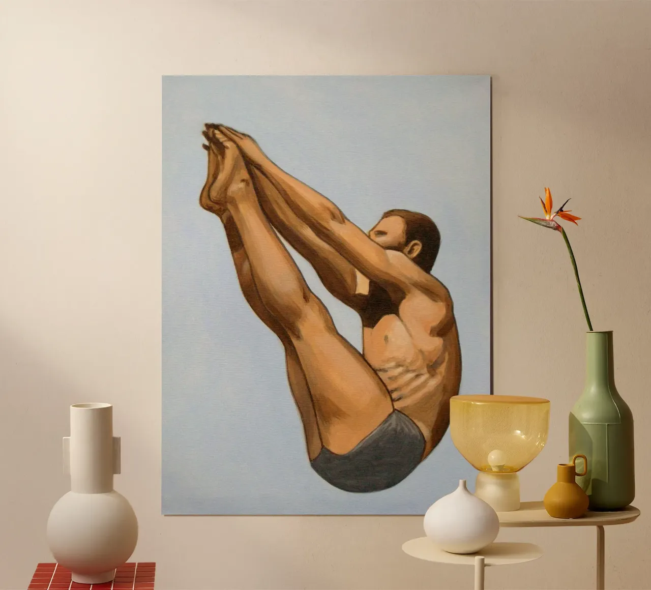 Tuffo alto, vista laterale - Sarah Morrissette poster con telaio in legno da Rachelwhell