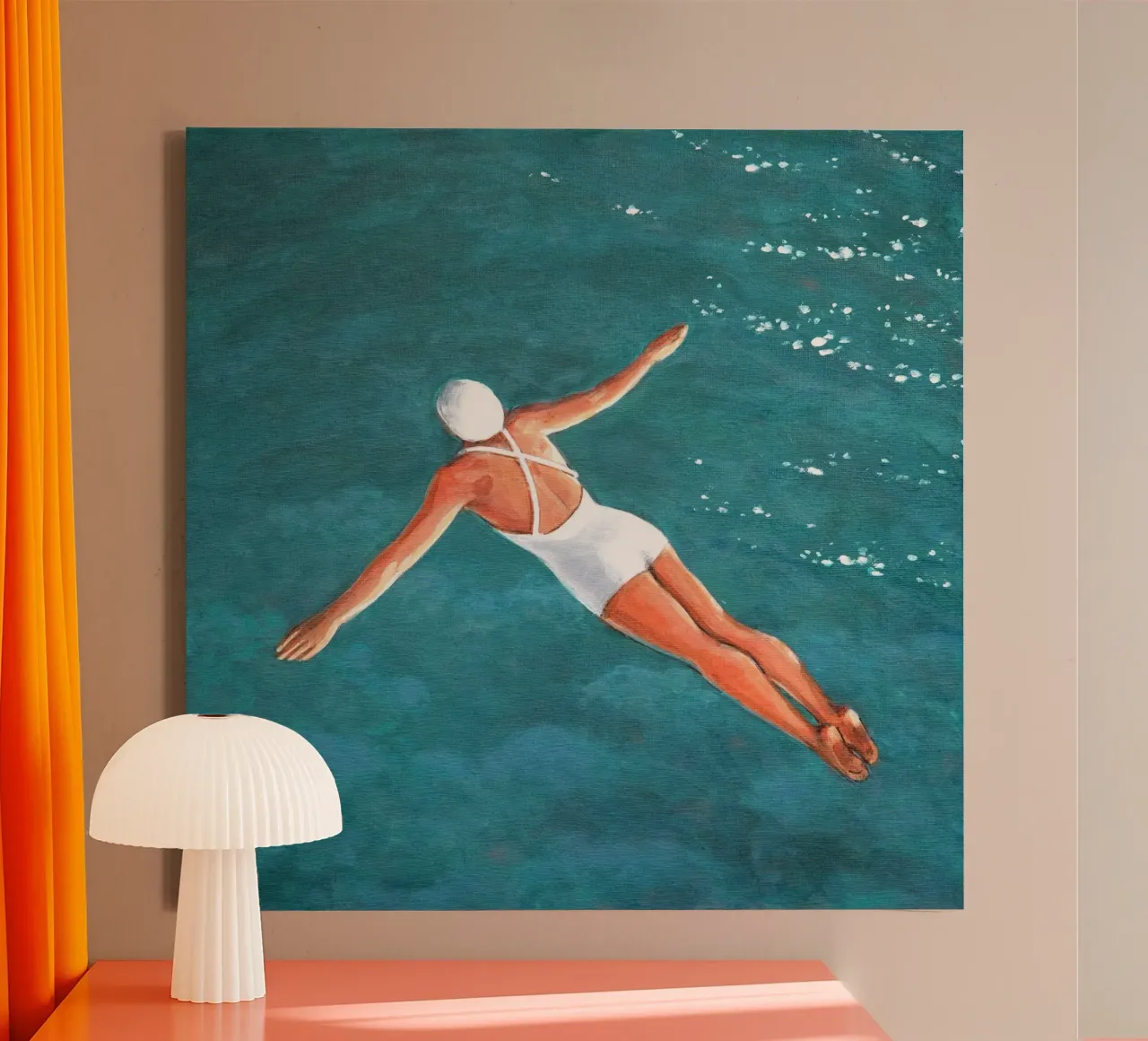 Sommozzatore sopra l'acqua - Sarah Morrissette tela con Cornice a cassetta da Rachelwhell