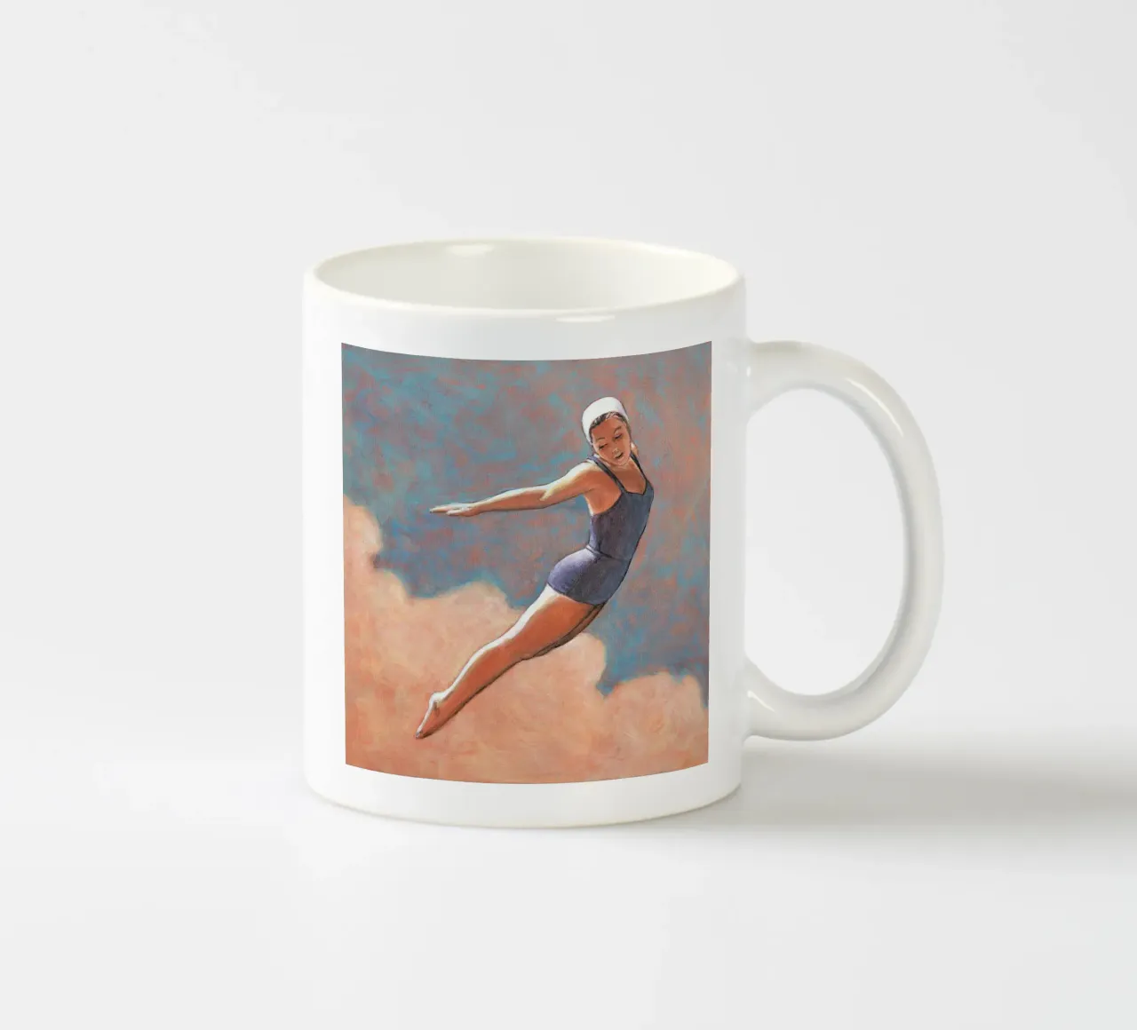 High Diver in Soft Clouds - Sarah Morrissette ceramic mug by Rachelwhell