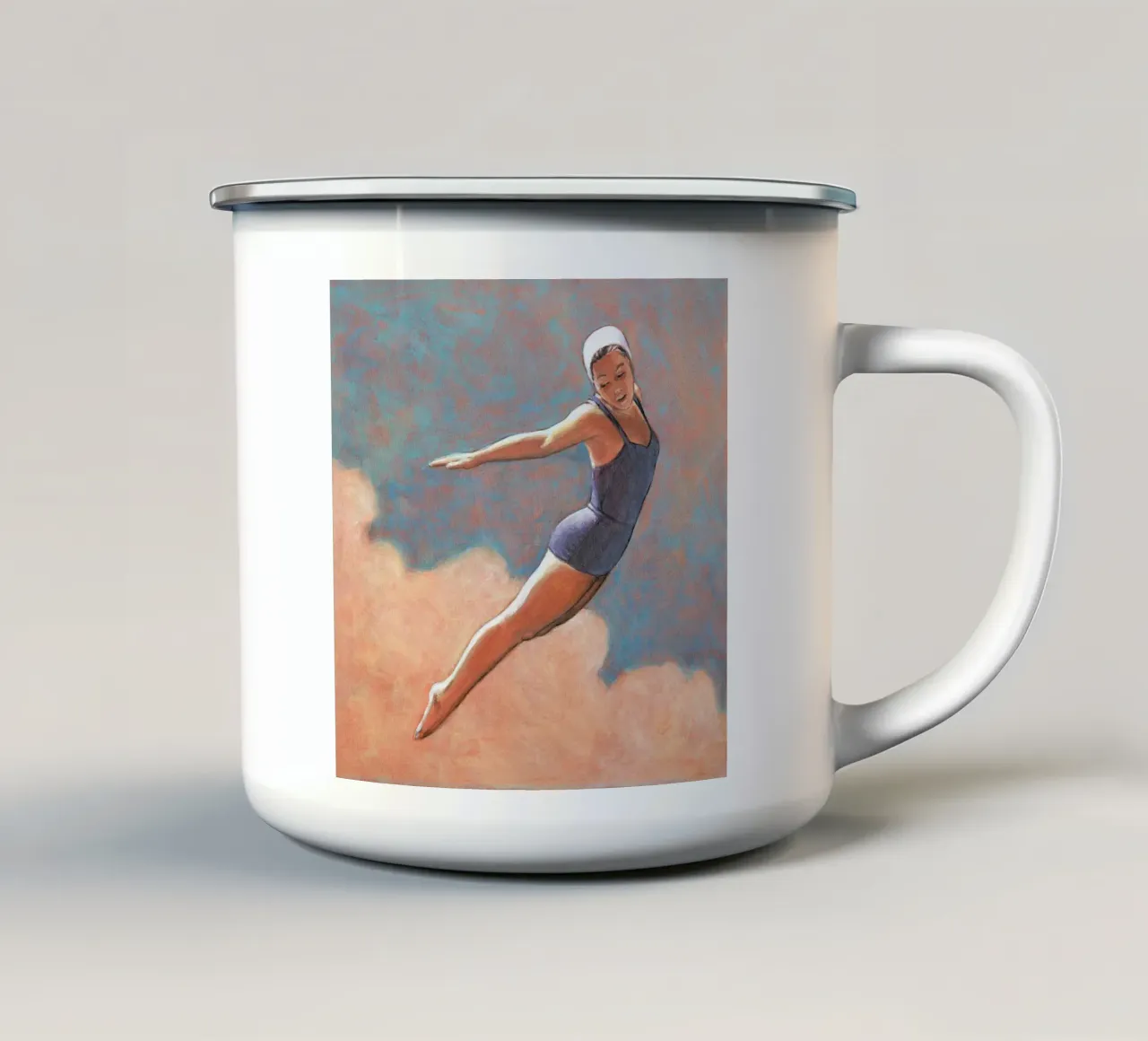 Tuffo in alto tra nuvole soffici - Sarah Morrissette tazza in smalto da Rachelwhell