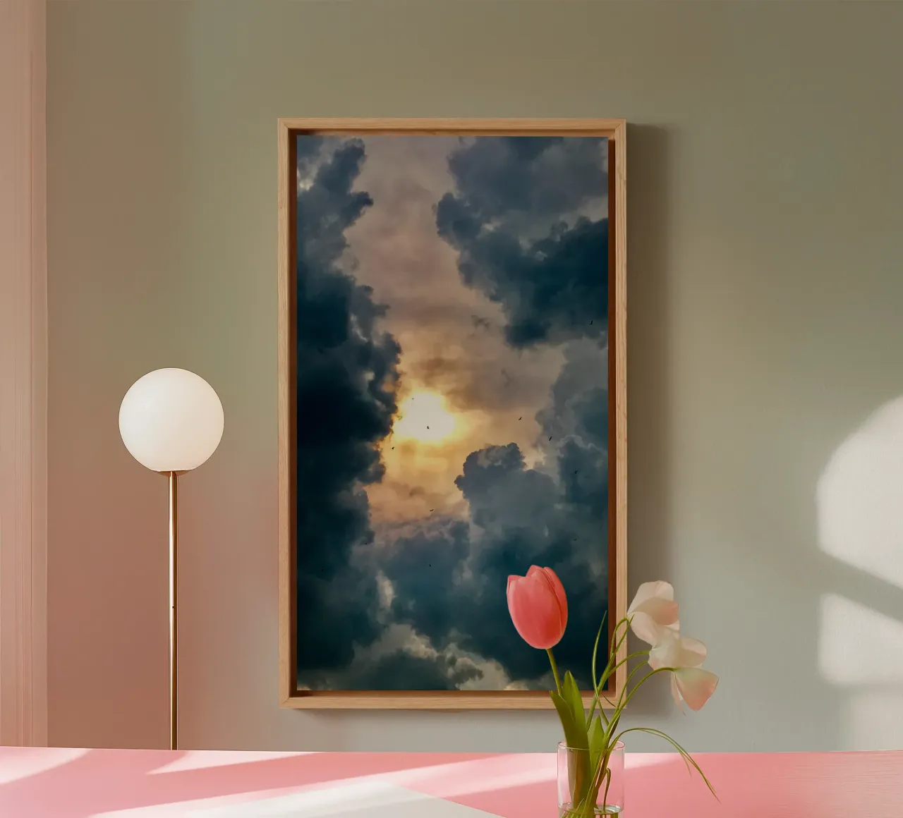 zonsondergang schemering donker canvas met Baklijst van home of clouds