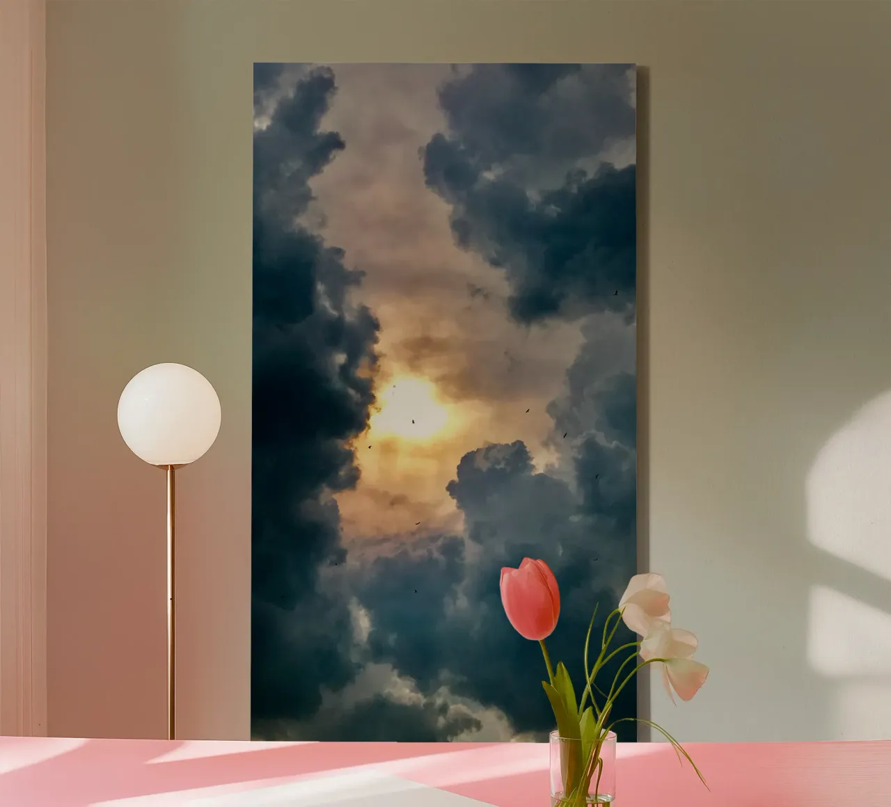 zonsondergang schemering donker canvas met Baklijst van home of clouds