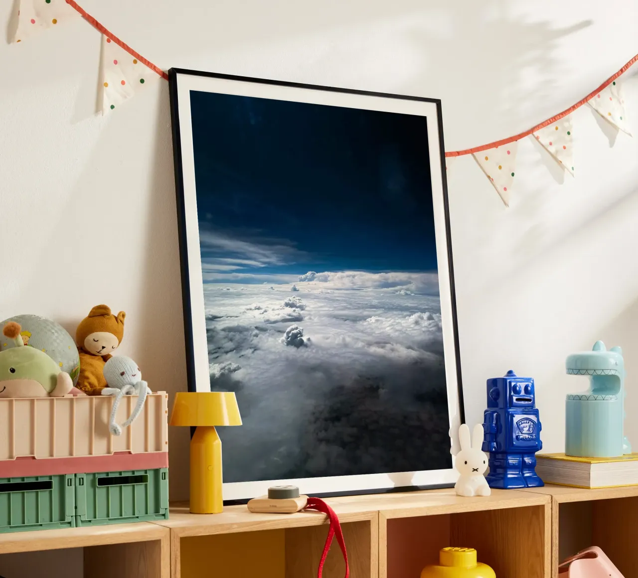 cloudscape aerial poster with plastic frame by space words