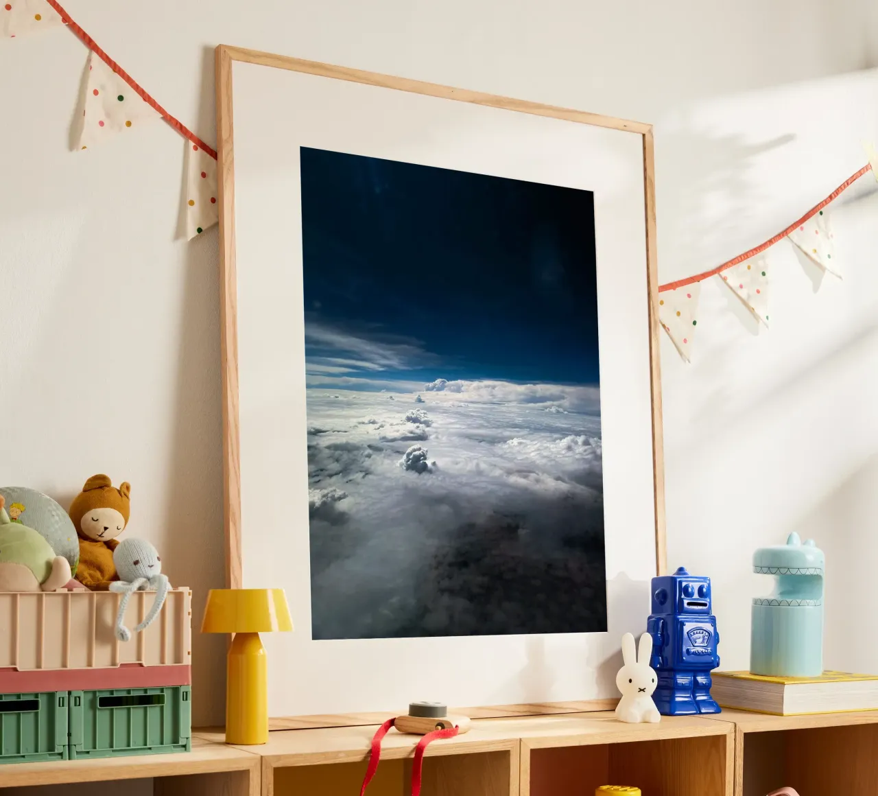 cloudscape aerial poster with plastic frame by space words