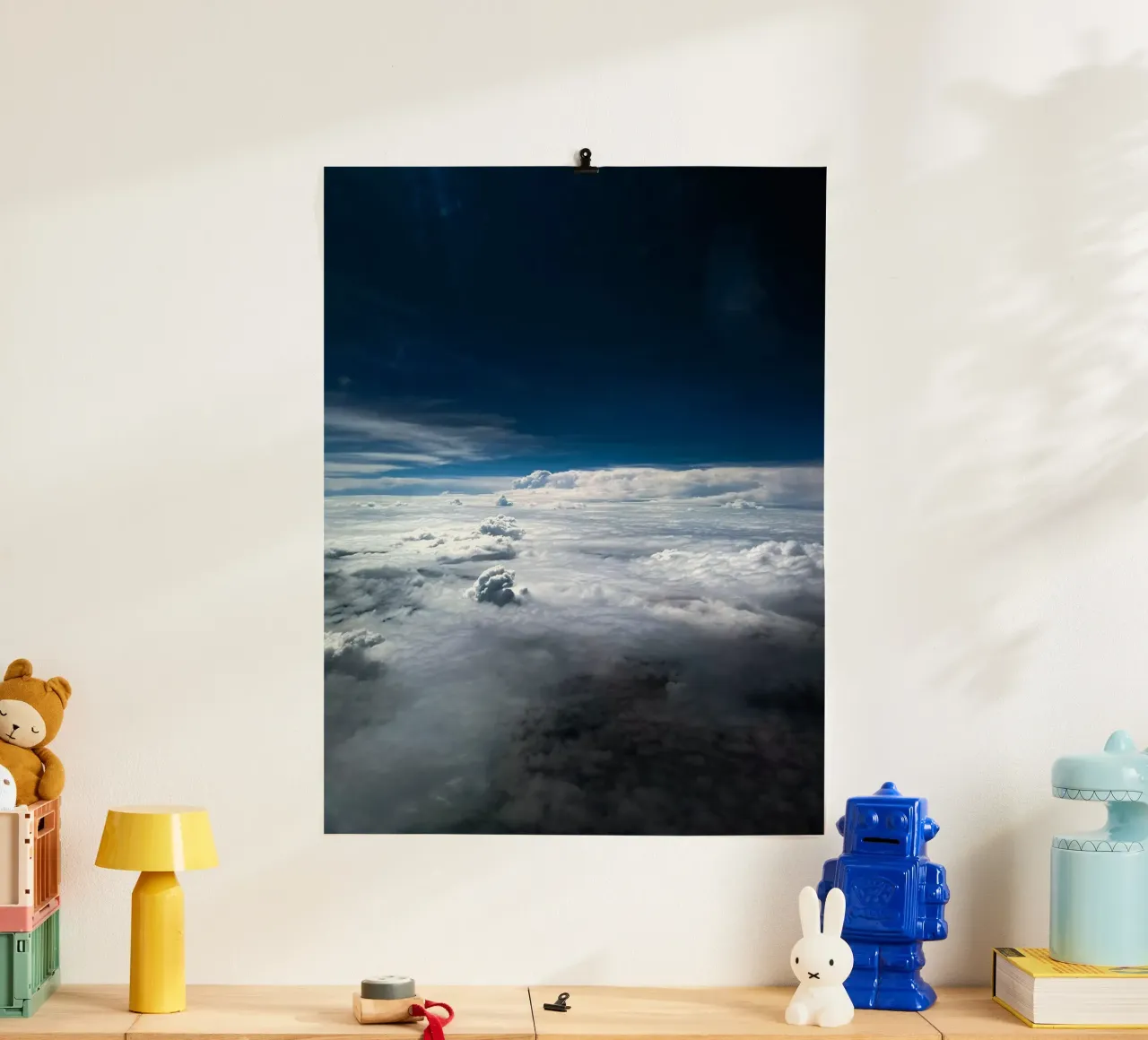 cloudscape aerial poster with plastic frame by space words