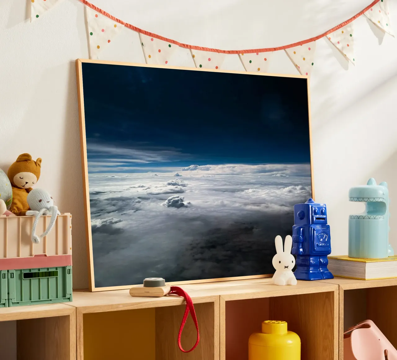 cloudscape aerial poster with plastic frame by space words