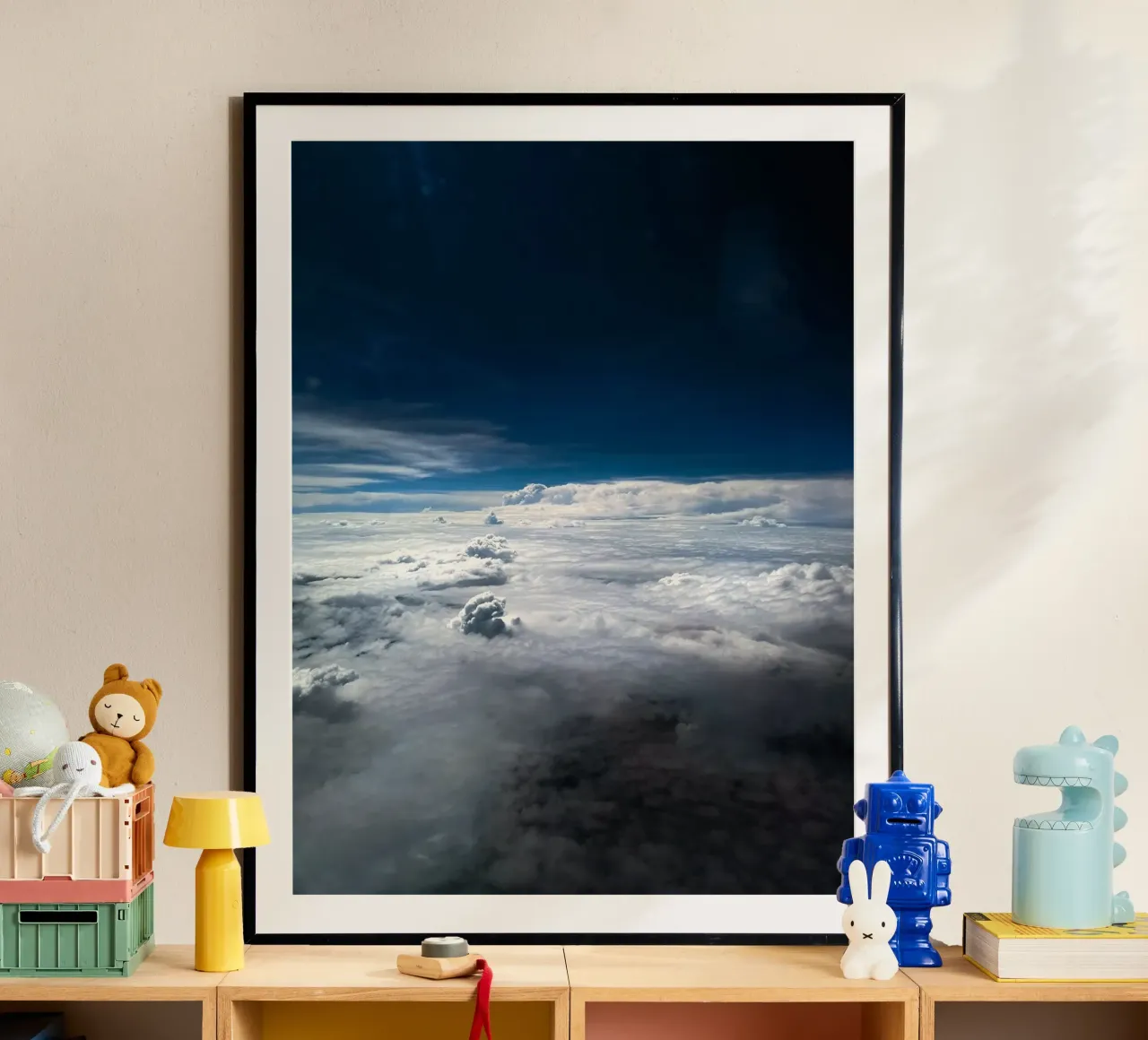 cloudscape aerial poster with plastic frame by space words