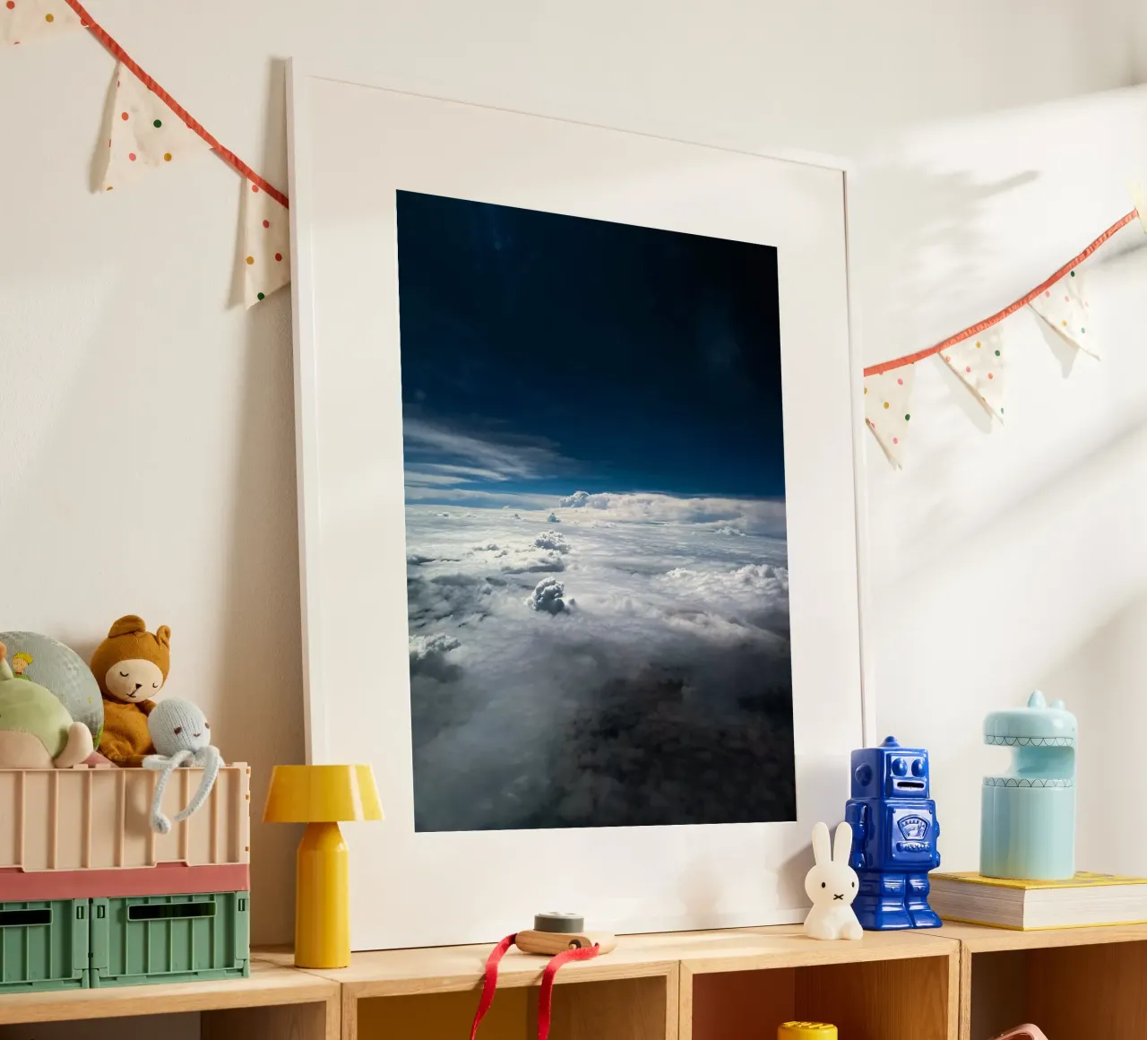cloudscape aerial poster with plastic frame by space words